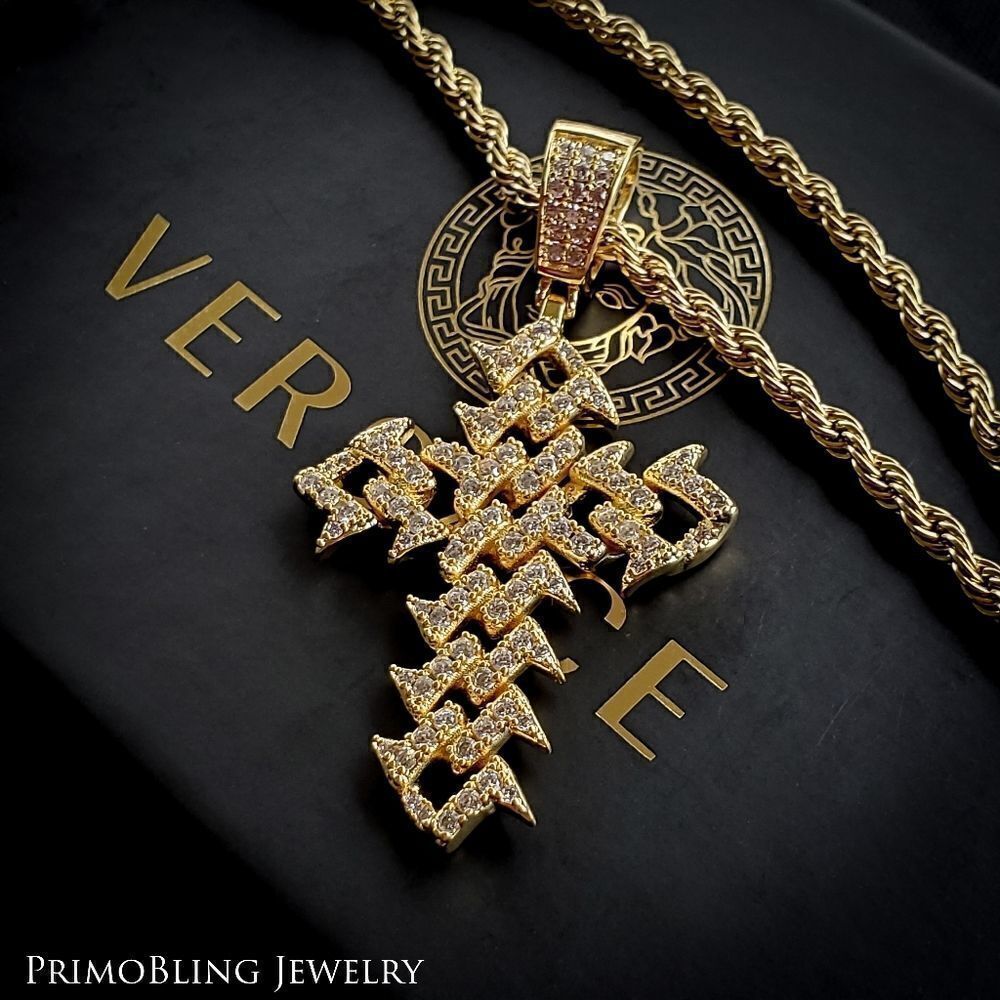 Gold Jagged Cross Necklace